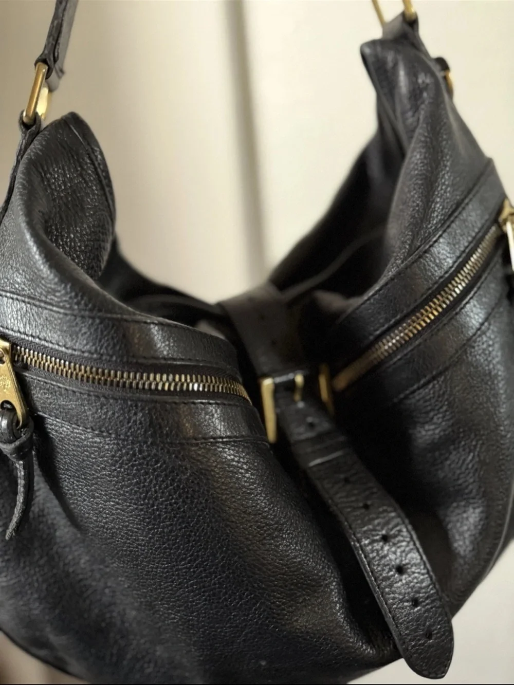 Mulberry Black Leather Hobo with Gold Hardware